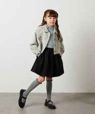 KJJKS44044 a.v.v KIDS(アー・ヴェ・ヴェ) [120-130]【セットアップ対応】シャギーチェックショートジャケット ライトグレー