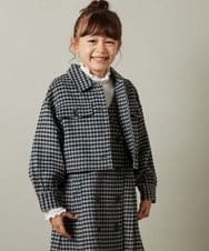 KJJKS44044 a.v.v KIDS(アー・ヴェ・ヴェ) [120-130]【セットアップ対応】シャギーチェックショートジャケット ライトグレー