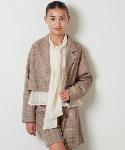 KJJKS50049  [150-160]【セットアップ対応】ショートテーラードジャケット