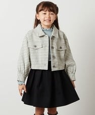 KJJKU44054 a.v.v KIDS(アー・ヴェ・ヴェ) [160]【セットアップ対応】シャギーチェックショートジャケット ライトグレー