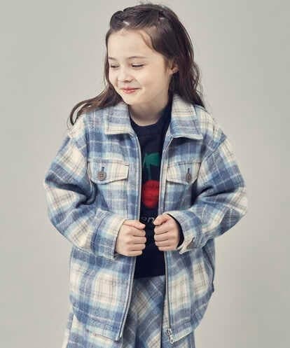 KJJLP60054 a.v.v KIDS [100-130]シャギーチェックジャケット