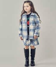 KJJLP60054 a.v.v KIDS(アー・ヴェ・ヴェ) [100-130]シャギーチェックジャケット ライトブルー