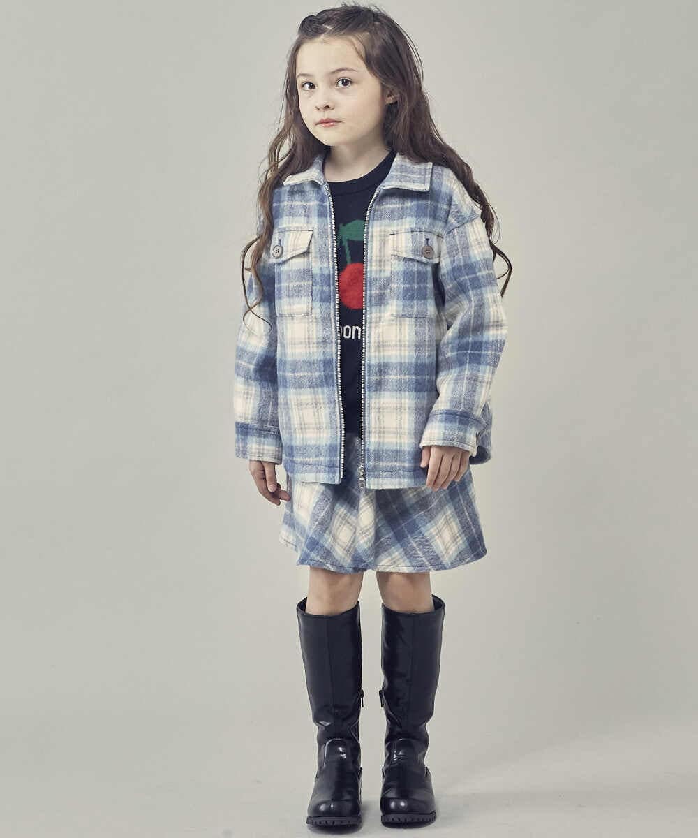 KJJLP60054 a.v.v KIDS(アー・ヴェ・ヴェ) [100-130]シャギーチェックジャケット ライトブルー
