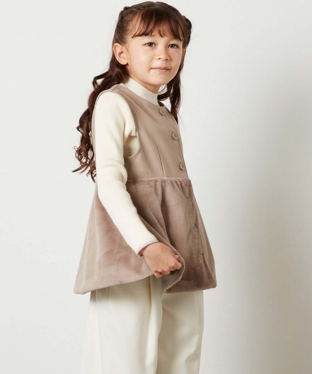 KJJLS61039 a.v.v KIDS(アー・ヴェ・ヴェ) [120-130]ファー切り替えジレベスト ベージュ