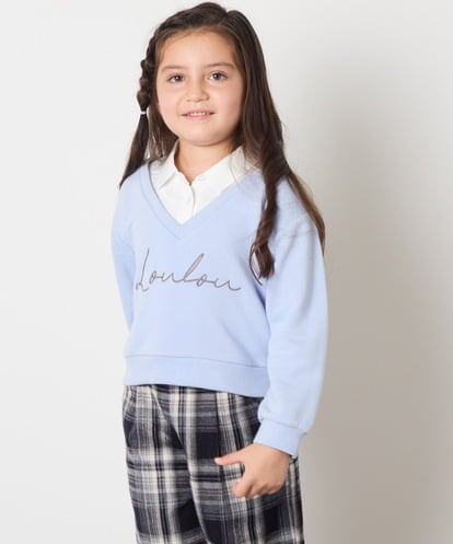 KJKAD01034 a.v.v KIDS [100-160]衿付きロゴトレーナー