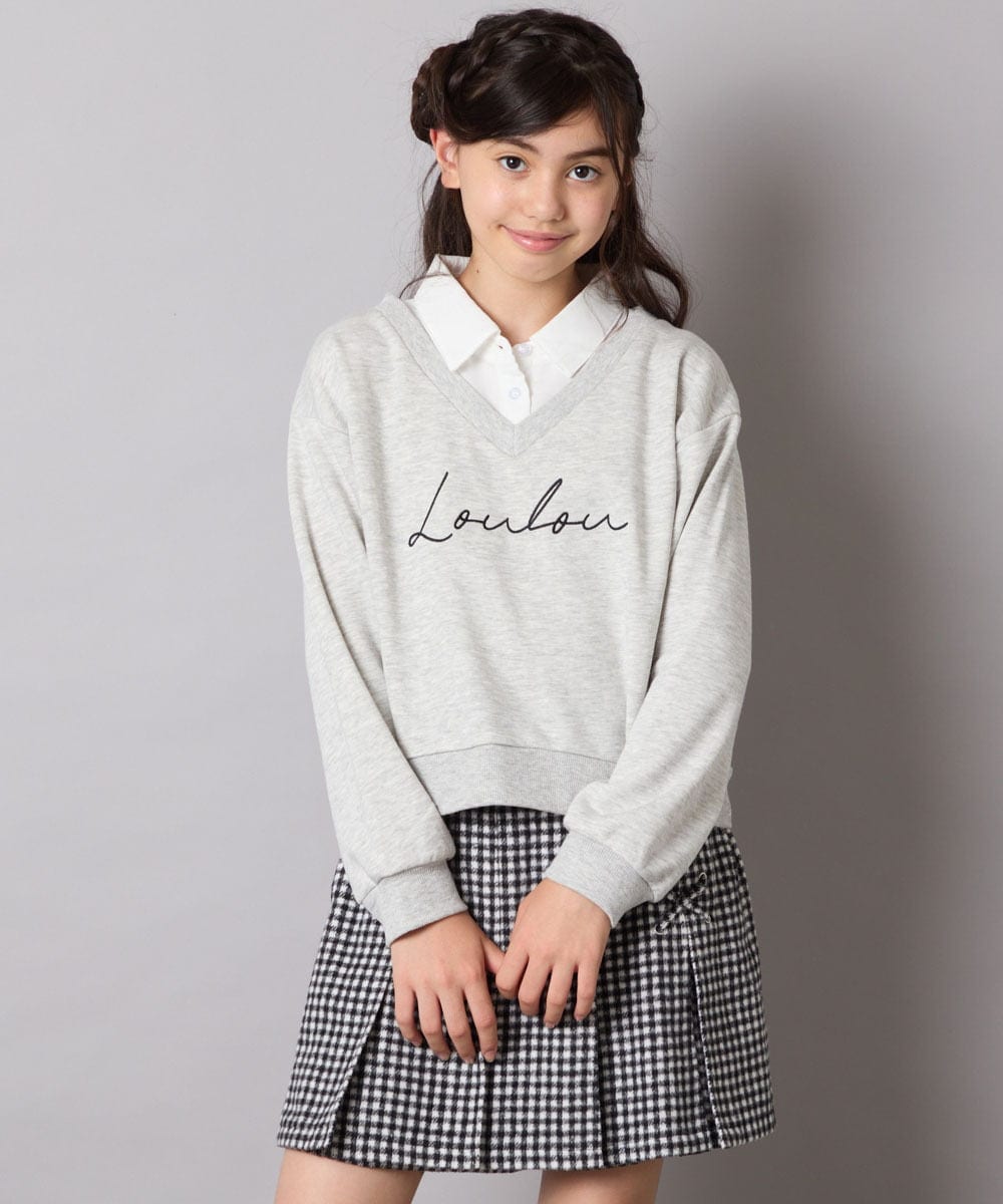 KJKAD01034 a.v.v KIDS(アー・ヴェ・ヴェ) [100-160]衿付きロゴトレーナー ライトブルー