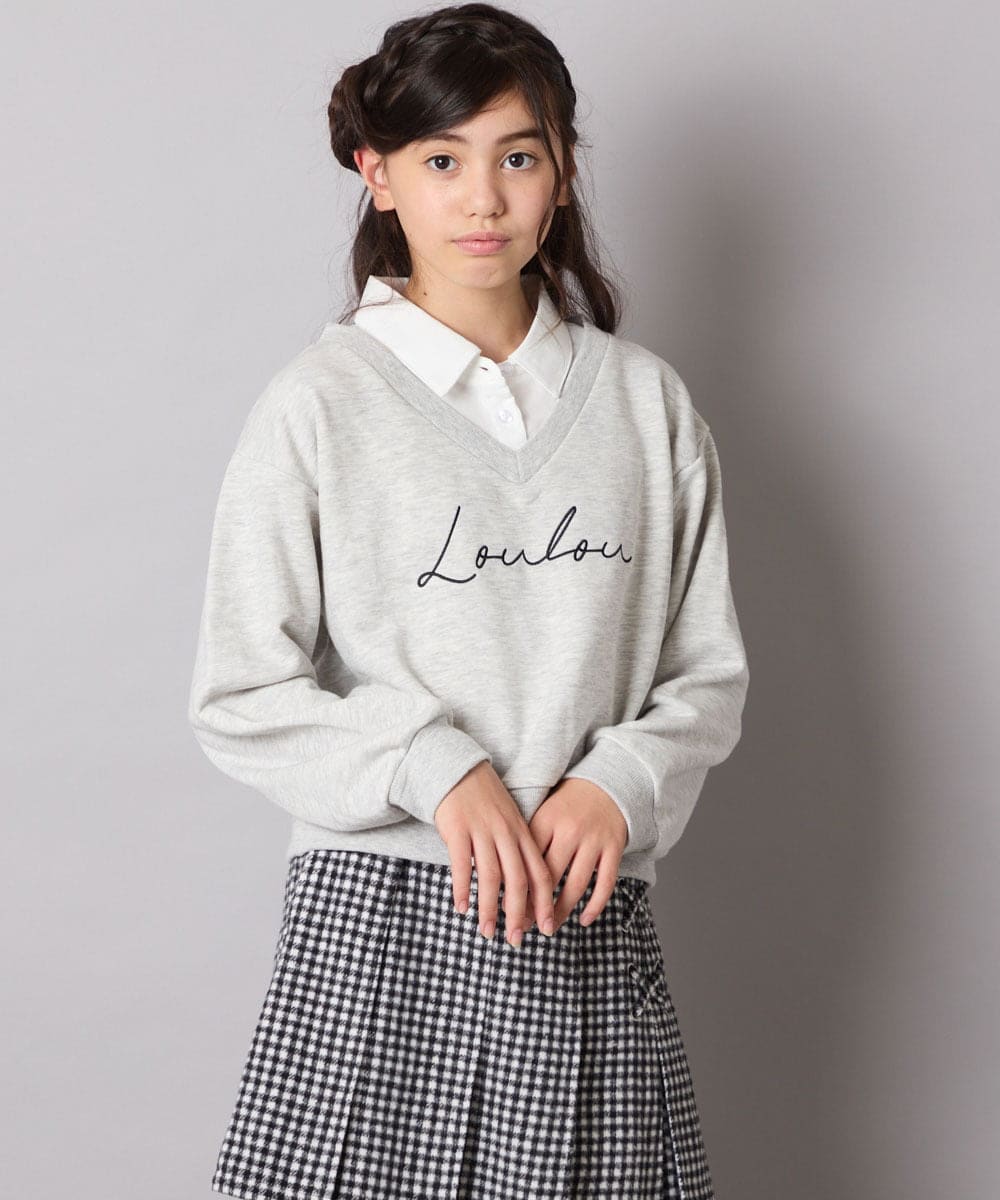 KJKAD01034 a.v.v KIDS(アー・ヴェ・ヴェ) [100-160]衿付きロゴトレーナー ライトブルー