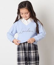 KJKAD01034 a.v.v KIDS(アー・ヴェ・ヴェ) [100-160]衿付きロゴトレーナー ライトブルー