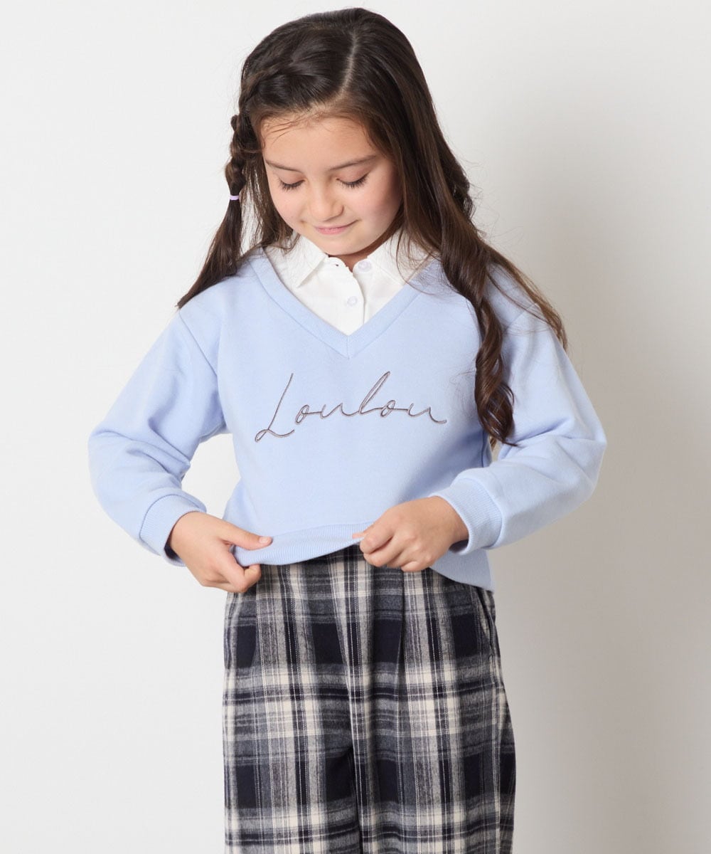 KJKAD01034 a.v.v KIDS(アー・ヴェ・ヴェ) [100-160]衿付きロゴトレーナー ライトブルー