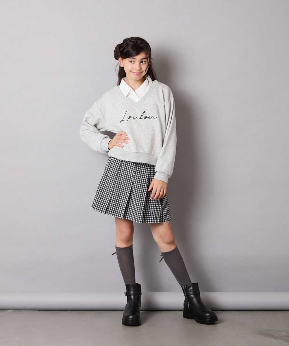 KJKAD01034 a.v.v KIDS(アー・ヴェ・ヴェ) [100-160]衿付きロゴトレーナー ライトブルー