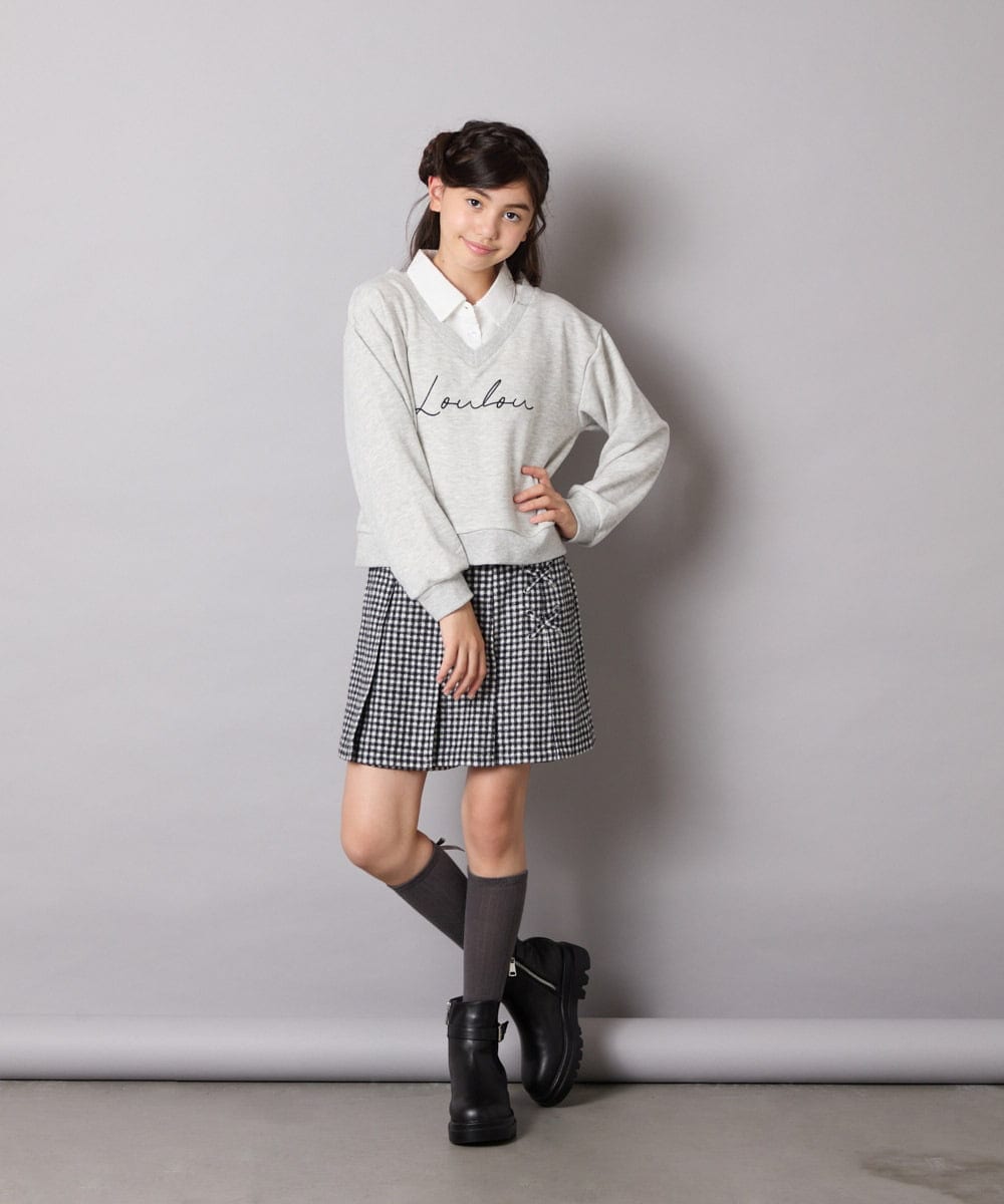 KJKAD01034 a.v.v KIDS(アー・ヴェ・ヴェ) [100-160]衿付きロゴトレーナー ライトブルー