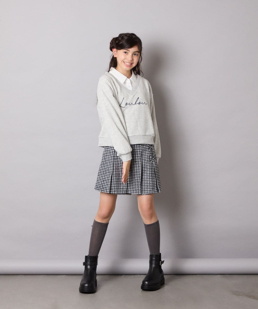 KJKAD01034 a.v.v KIDS(アー・ヴェ・ヴェ) [100-160]衿付きロゴトレーナー ライトブルー