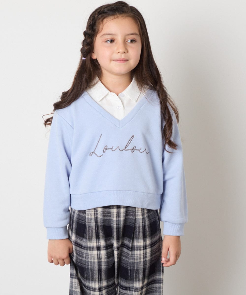 KJKAD01034 a.v.v KIDS(アー・ヴェ・ヴェ) [100-160]衿付きロゴトレーナー ライトブルー