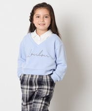 KJKAD01034 a.v.v KIDS(アー・ヴェ・ヴェ) [100-160]衿付きロゴトレーナー ライトブルー