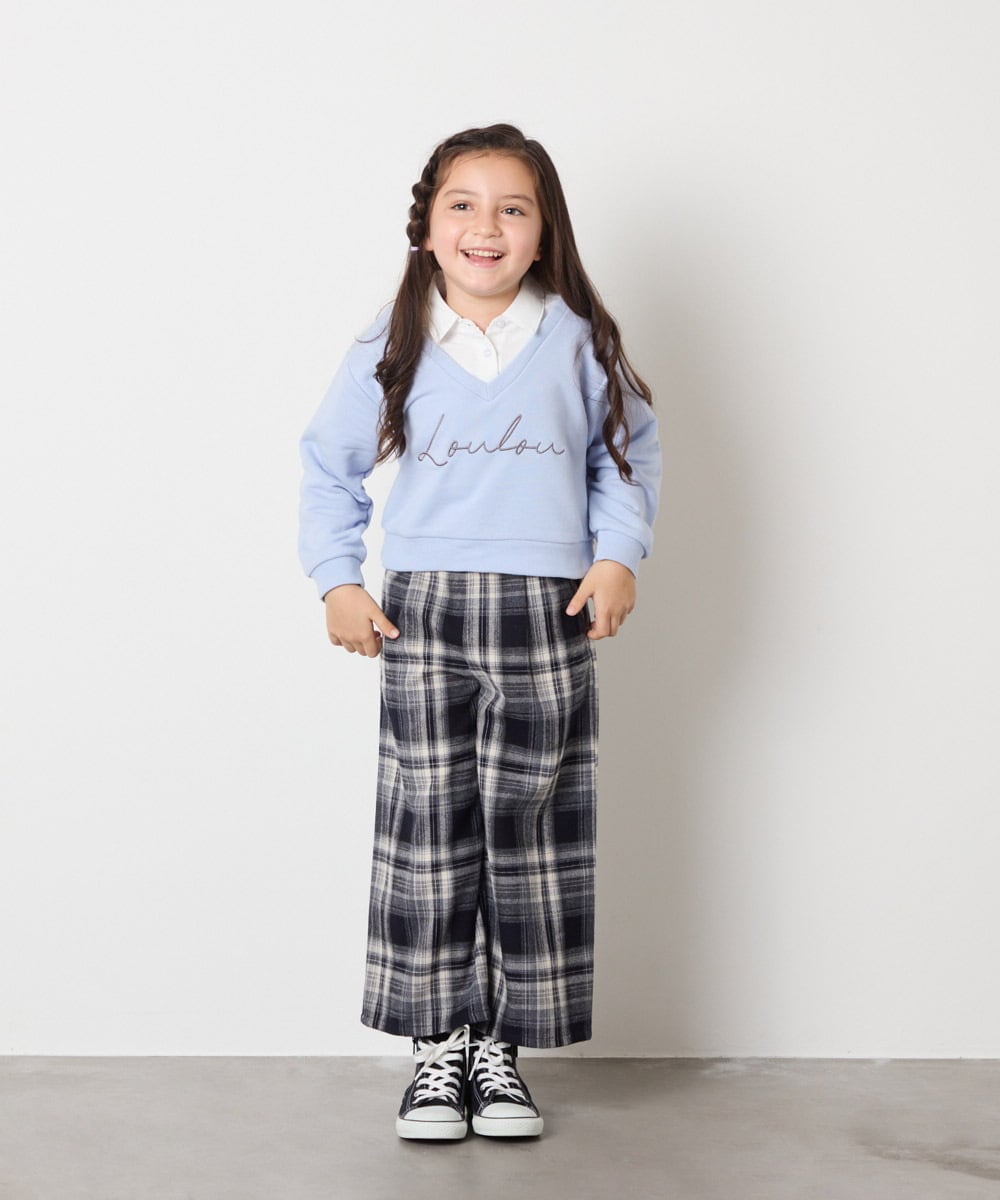 KJKAD01034 a.v.v KIDS(アー・ヴェ・ヴェ) [100-160]衿付きロゴトレーナー ライトブルー