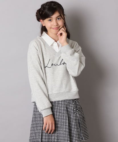 KJKAD01034 a.v.v KIDS [100-160]衿付きロゴトレーナー