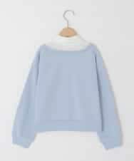 KJKAD01034 a.v.v KIDS(アー・ヴェ・ヴェ) [120-160]【クロップド丈】衿付きロゴトレーナー ライトブルー