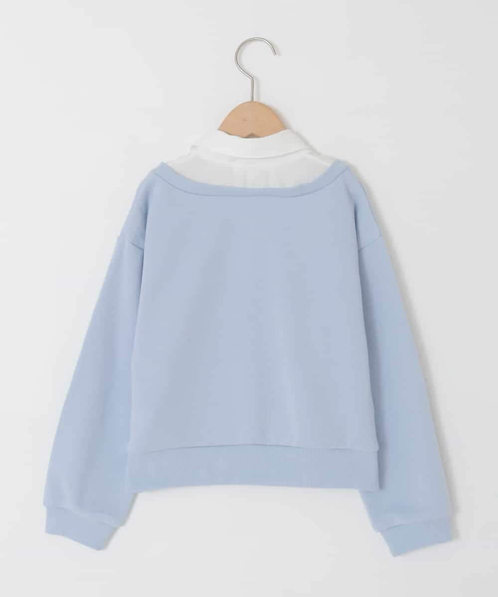 KJKAD01034 a.v.v KIDS(アー・ヴェ・ヴェ) [120-160]【クロップド丈】衿付きロゴトレーナー ライトブルー