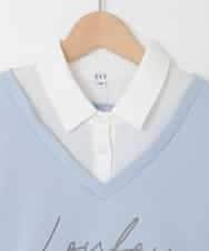 KJKAD01034 a.v.v KIDS(アー・ヴェ・ヴェ) [120-160]【クロップド丈】衿付きロゴトレーナー ライトブルー