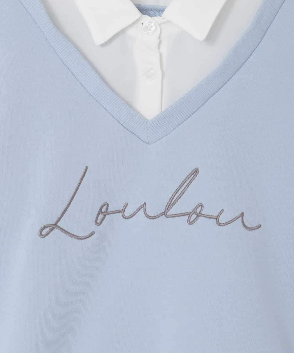 KJKAD01034 a.v.v KIDS(アー・ヴェ・ヴェ) [120-160]【クロップド丈】衿付きロゴトレーナー ライトブルー