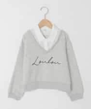 KJKAD01034 a.v.v KIDS(アー・ヴェ・ヴェ) [120-160]【クロップド丈】衿付きロゴトレーナー グレー