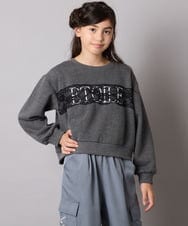 KJKAD02044 a.v.v KIDS(アー・ヴェ・ヴェ) [100-160]【裏起毛】レースロゴクロップドトレーナー グリーン