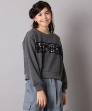 KJKAD02044 a.v.v KIDS(アー・ヴェ・ヴェ) [100-160]【裏起毛】レースロゴクロップドトレーナー グリーン