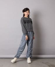 KJKAD02044 a.v.v KIDS(アー・ヴェ・ヴェ) [100-160]【裏起毛】レースロゴクロップドトレーナー グリーン