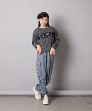 KJKAD02044 a.v.v KIDS(アー・ヴェ・ヴェ) [100-160]【裏起毛】レースロゴクロップドトレーナー グリーン