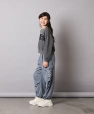 KJKAD02044 a.v.v KIDS(アー・ヴェ・ヴェ) [100-160]【裏起毛】レースロゴクロップドトレーナー グリーン