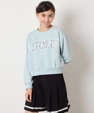 KJKAD02044 a.v.v KIDS(アー・ヴェ・ヴェ) [100-160]【裏起毛】レースロゴクロップドトレーナー グリーン