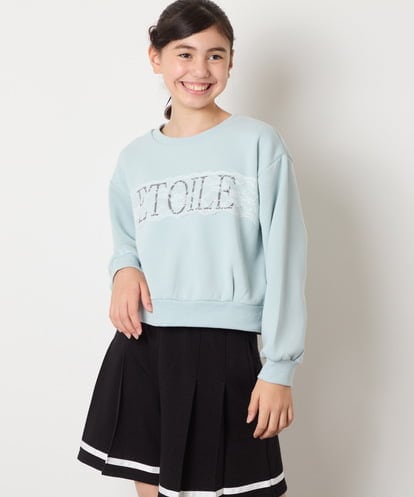 KJKAD02044 a.v.v KIDS [100-160]【裏起毛】レースロゴクロップドトレーナー