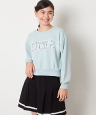 KJKAD02044 a.v.v KIDS(アー・ヴェ・ヴェ) [100-160]【裏起毛】レースロゴクロップドトレーナー グリーン