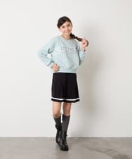 KJKAD02044 a.v.v KIDS(アー・ヴェ・ヴェ) [100-160]【裏起毛】レースロゴクロップドトレーナー グリーン