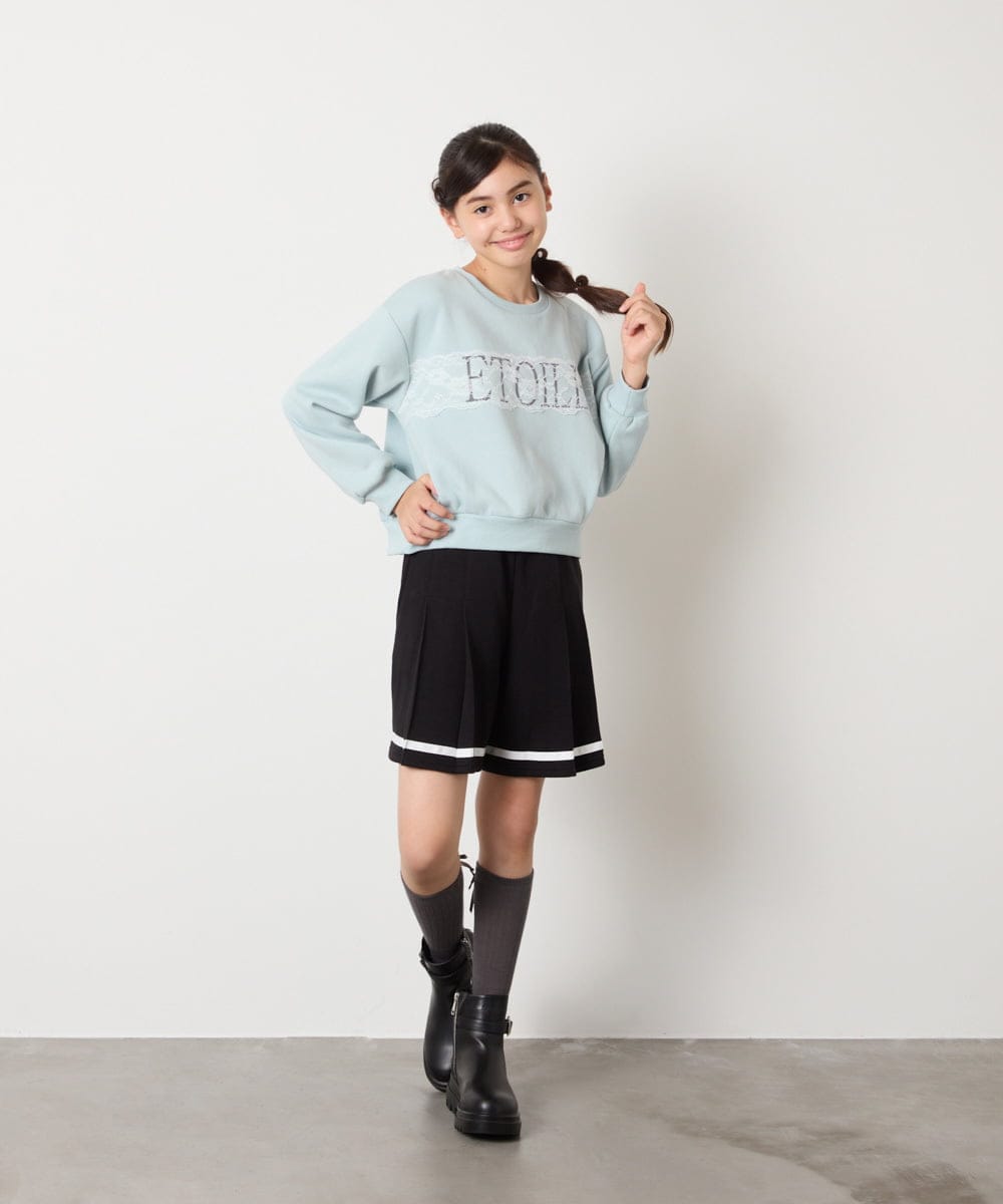 KJKAD02044 a.v.v KIDS(アー・ヴェ・ヴェ) [100-160]【裏起毛】レースロゴクロップドトレーナー グリーン