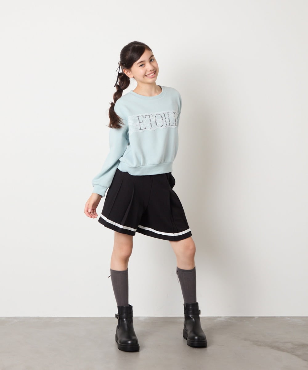 KJKAD02044 a.v.v KIDS(アー・ヴェ・ヴェ) [100-160]【裏起毛】レースロゴクロップドトレーナー グリーン