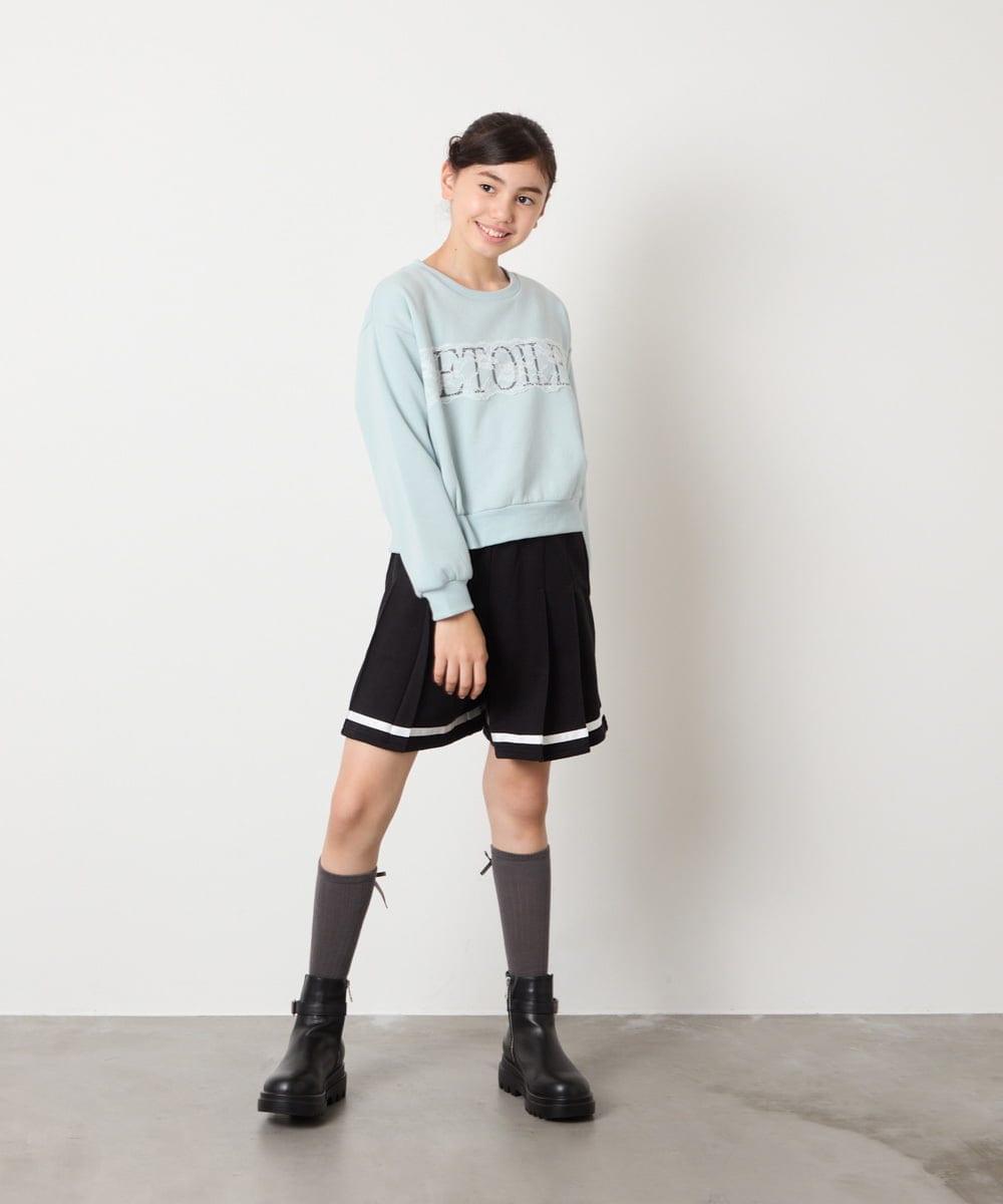 KJKAD02044 a.v.v KIDS(アー・ヴェ・ヴェ) [100-160]【裏起毛】レースロゴクロップドトレーナー グリーン