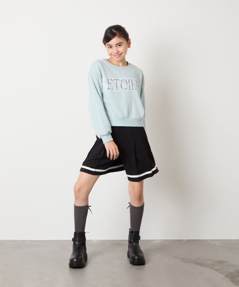 KJKAD02044 a.v.v KIDS(アー・ヴェ・ヴェ) [100-160]【裏起毛】レースロゴクロップドトレーナー グリーン