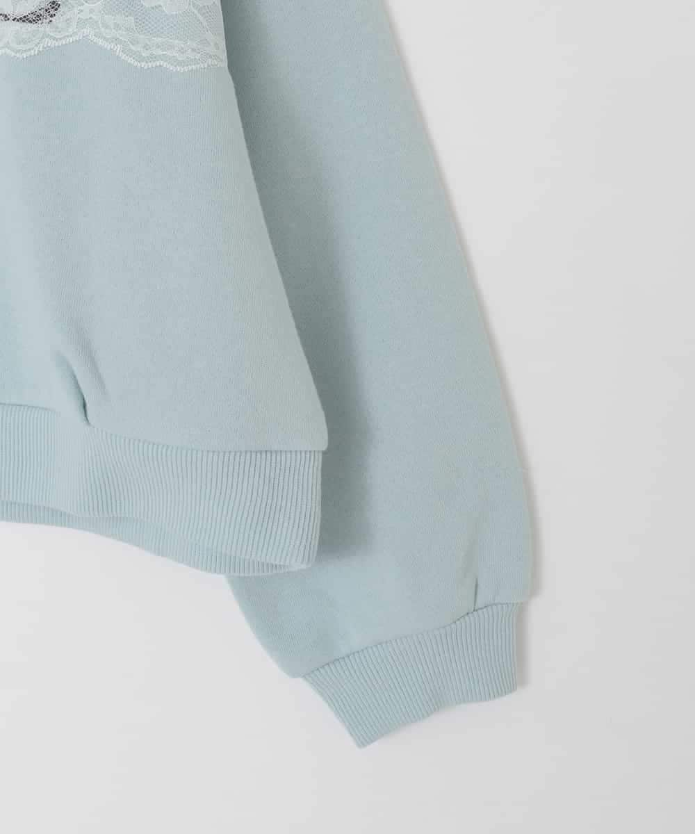 KJKAD02044 a.v.v KIDS(アー・ヴェ・ヴェ) [130-160]【裏起毛/クロップド丈/リメイク風】レースロゴクロップドトレーナー グリーン