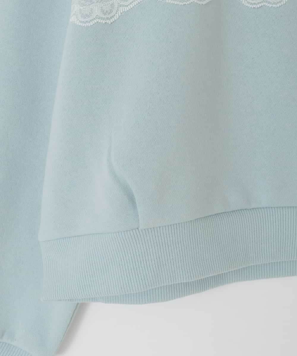 KJKAD02044 a.v.v KIDS(アー・ヴェ・ヴェ) [130-160]【裏起毛/クロップド丈/リメイク風】レースロゴクロップドトレーナー グリーン