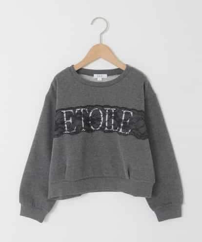 KJKAD02044 a.v.v KIDS [130-160]【裏起毛】レースロゴクロップドトレーナー