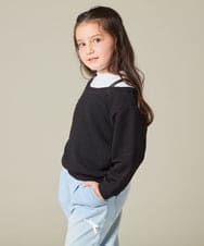 KJKAD03039 a.v.v KIDS(アー・ヴェ・ヴェ) [100-160]ポコポコレイヤード風トレーナー アイボリー