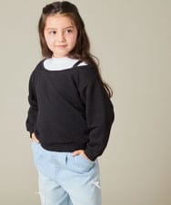 KJKAD03039 a.v.v KIDS(アー・ヴェ・ヴェ) [100-160]ポコポコレイヤード風トレーナー アイボリー