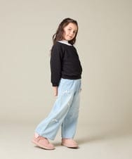 KJKAD03039 a.v.v KIDS(アー・ヴェ・ヴェ) [100-160]ポコポコレイヤード風トレーナー アイボリー