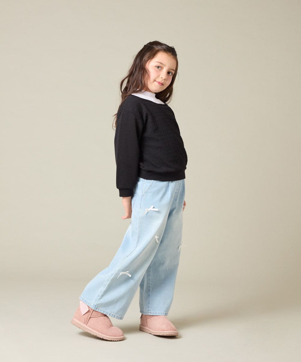 KJKAD03039 a.v.v KIDS(アー・ヴェ・ヴェ) [100-160]ポコポコレイヤード風トレーナー アイボリー