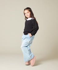 KJKAD03039 a.v.v KIDS(アー・ヴェ・ヴェ) [100-160]ポコポコレイヤード風トレーナー アイボリー