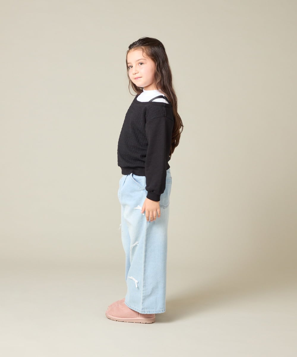 KJKAD03039 a.v.v KIDS(アー・ヴェ・ヴェ) [100-160]ポコポコレイヤード風トレーナー アイボリー