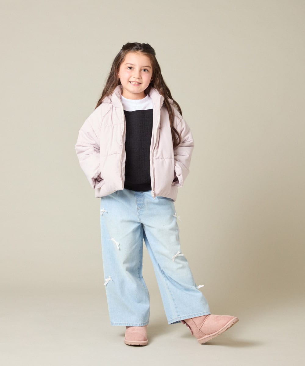 KJKAD03039 a.v.v KIDS(アー・ヴェ・ヴェ) [100-160]ポコポコレイヤード風トレーナー アイボリー