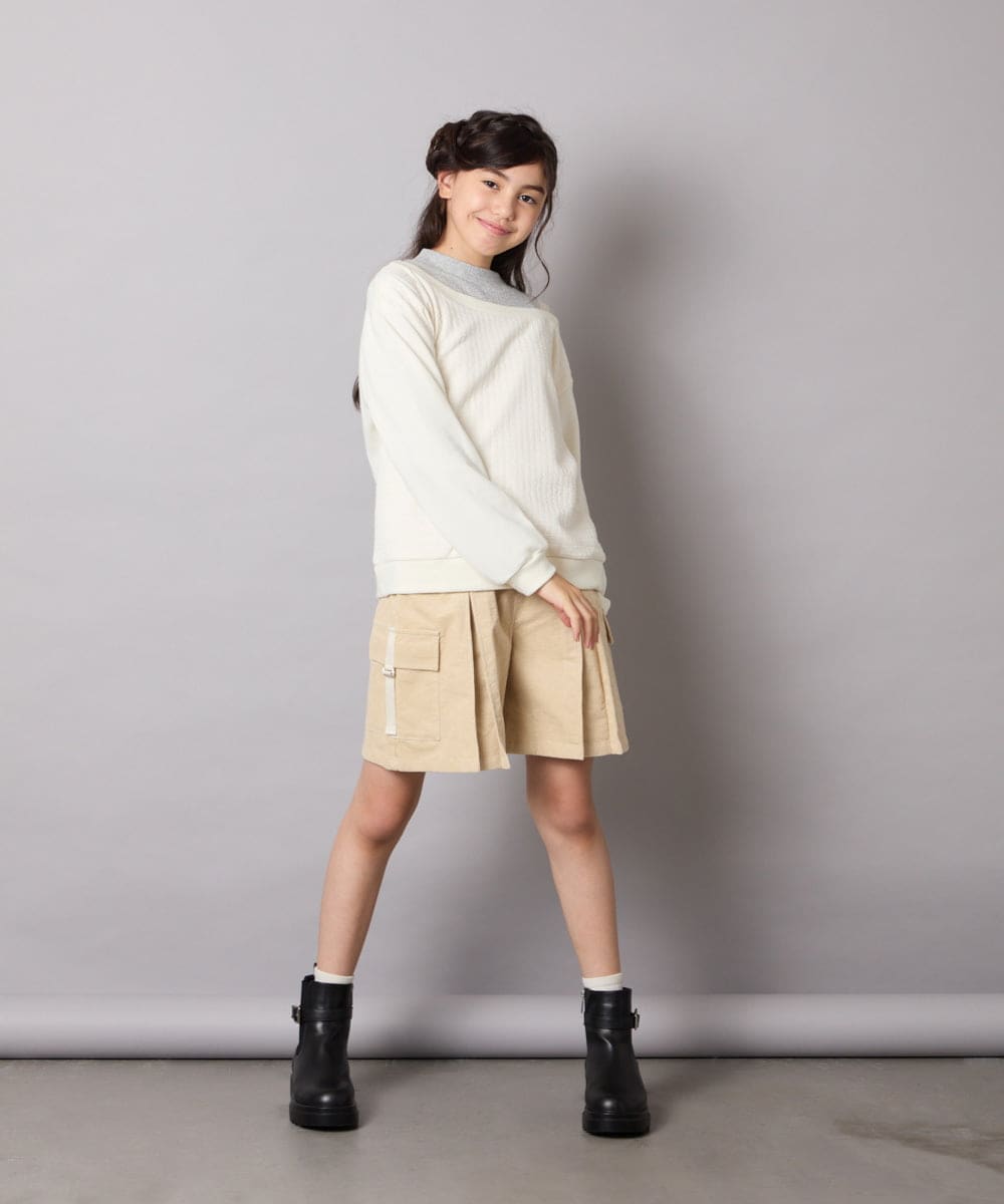 KJKAD03039 a.v.v KIDS(アー・ヴェ・ヴェ) [100-160]ポコポコレイヤード風トレーナー アイボリー