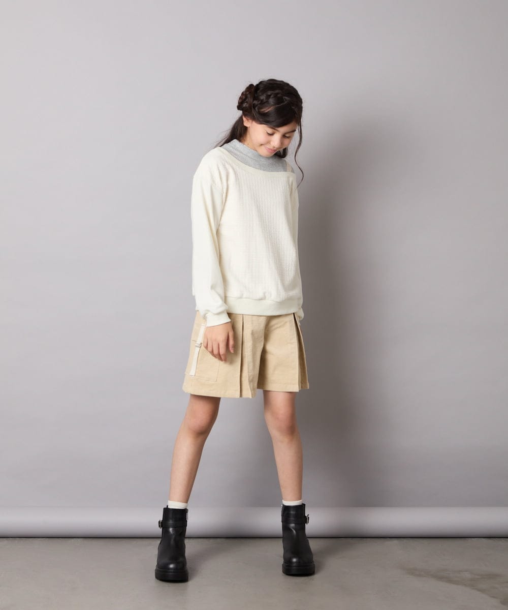 KJKAD03039 a.v.v KIDS(アー・ヴェ・ヴェ) [100-160]ポコポコレイヤード風トレーナー アイボリー